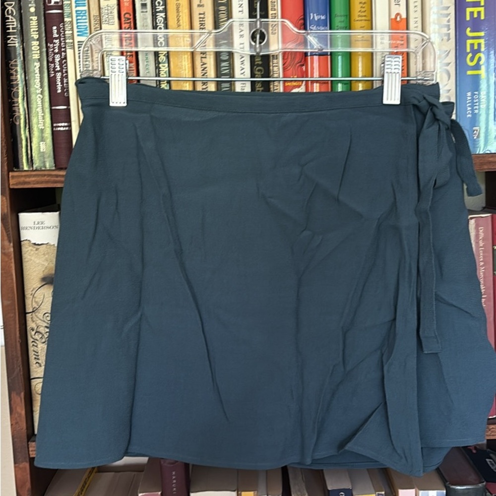 Sunday Best Slate Blue Wrap Mini Skirt